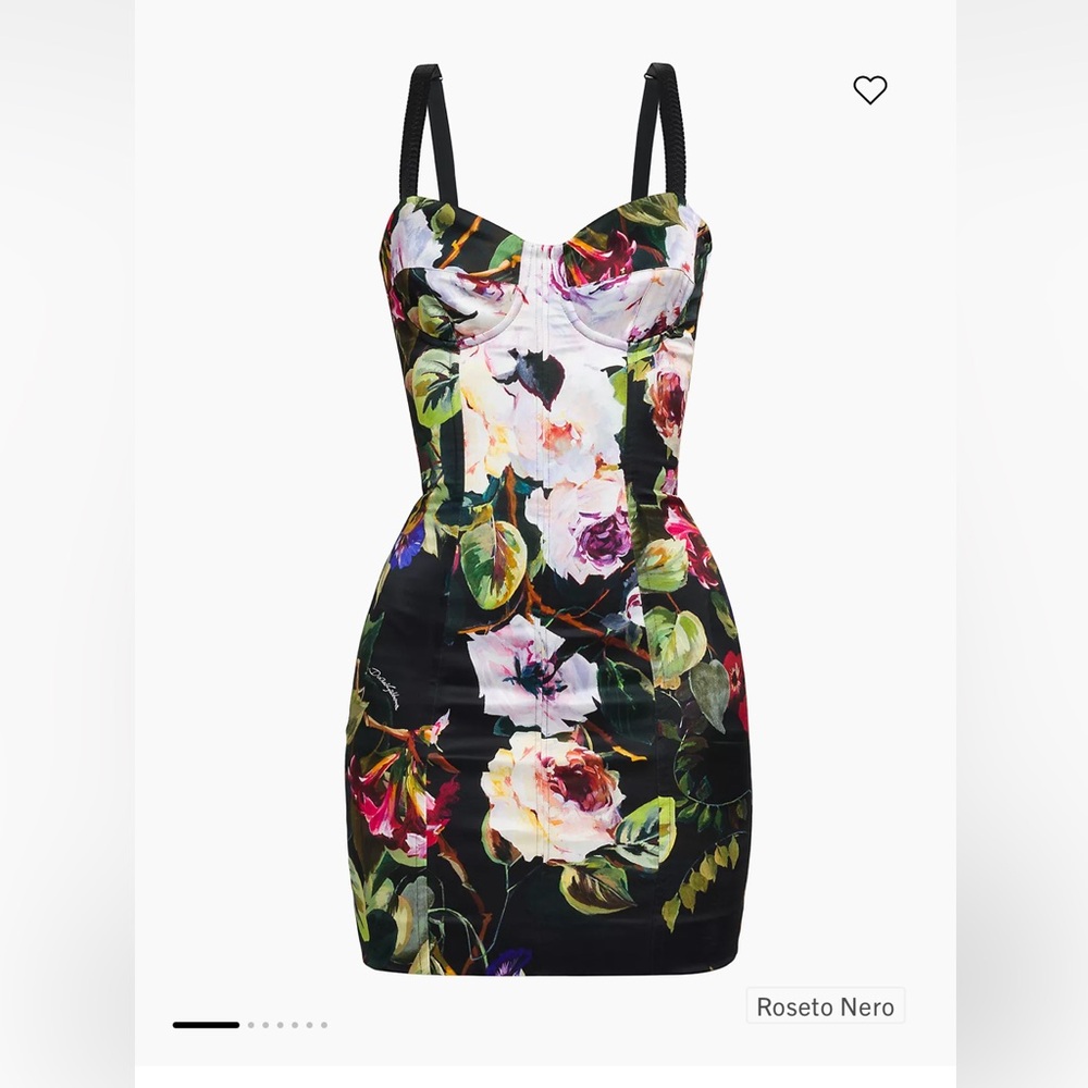 Dolce & Gabbana Rose Garden Print Satin Corset Mini Dress  Size 42